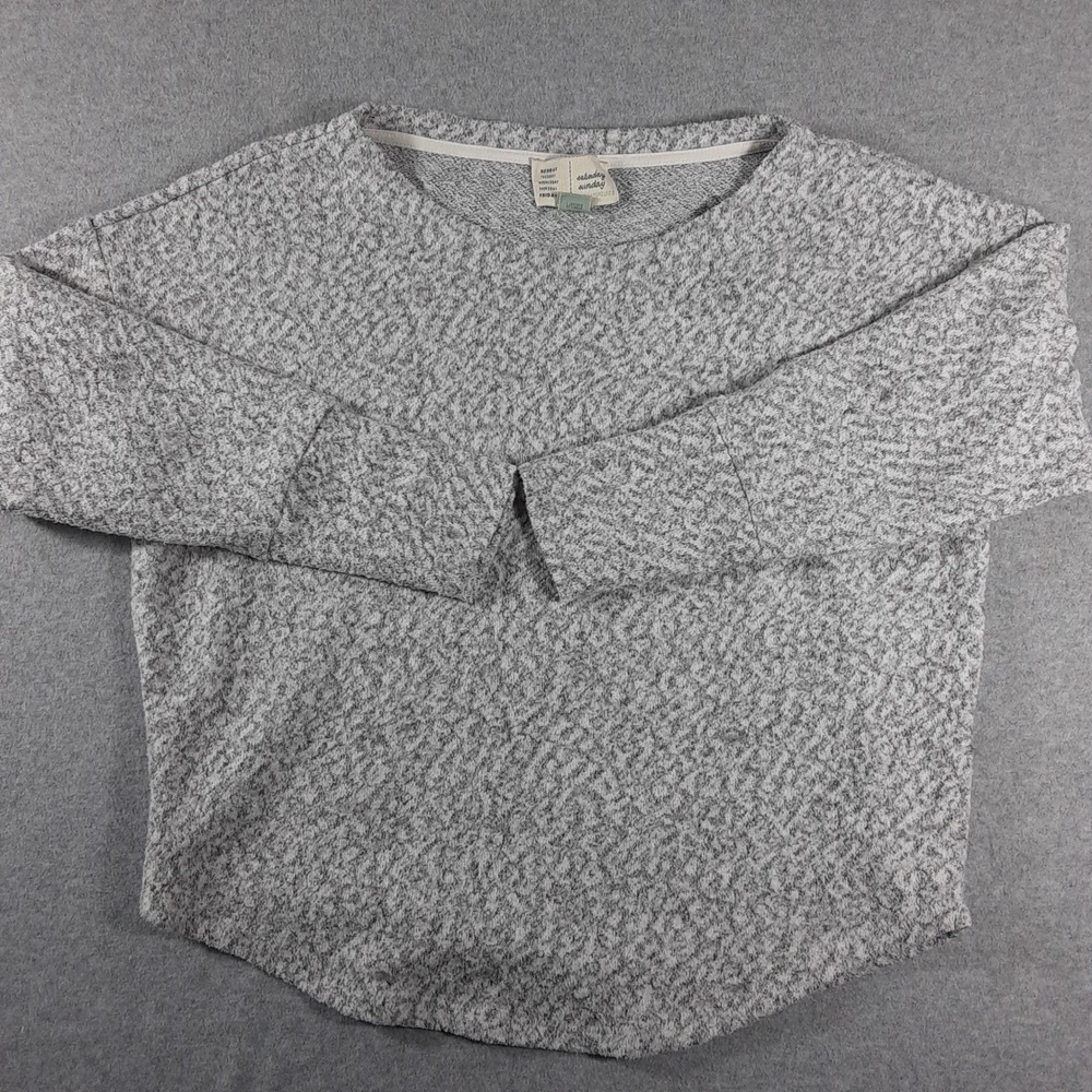 Saturday Sunday Anthropologie Gray Textured Boat Neck Sweatshirt XS OB954026